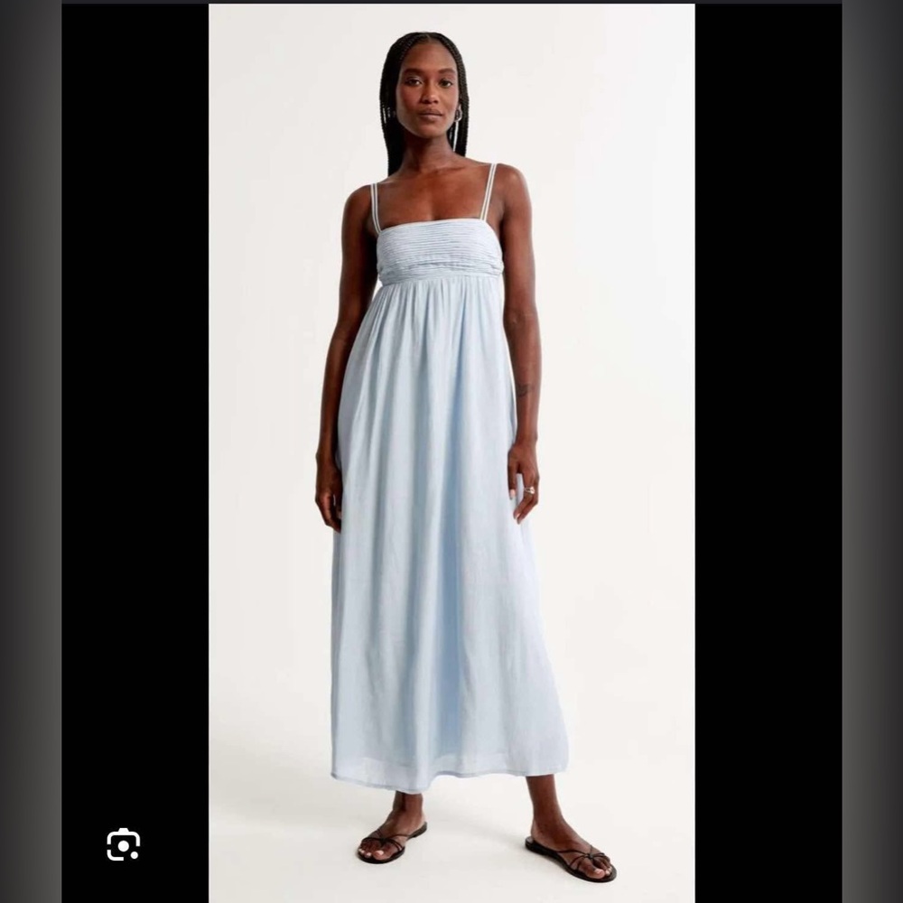 Abercrombie & Fitch Crinkle Textured Maxi Dress Blue